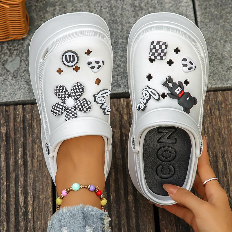 Женские сандалии на толстой платформе 2024 года, летние мягкие толстые подошвы, сабо для сада, женские нескользящие пляжные сандалии с закрытым носком