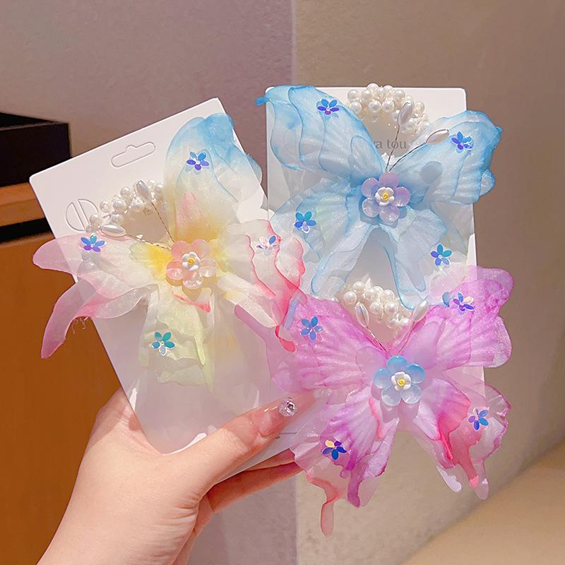 Детская заколка для волос с кисточкой в стиле ханьфу: Винтажный стиль цветочный бант резинка для волос для девочек