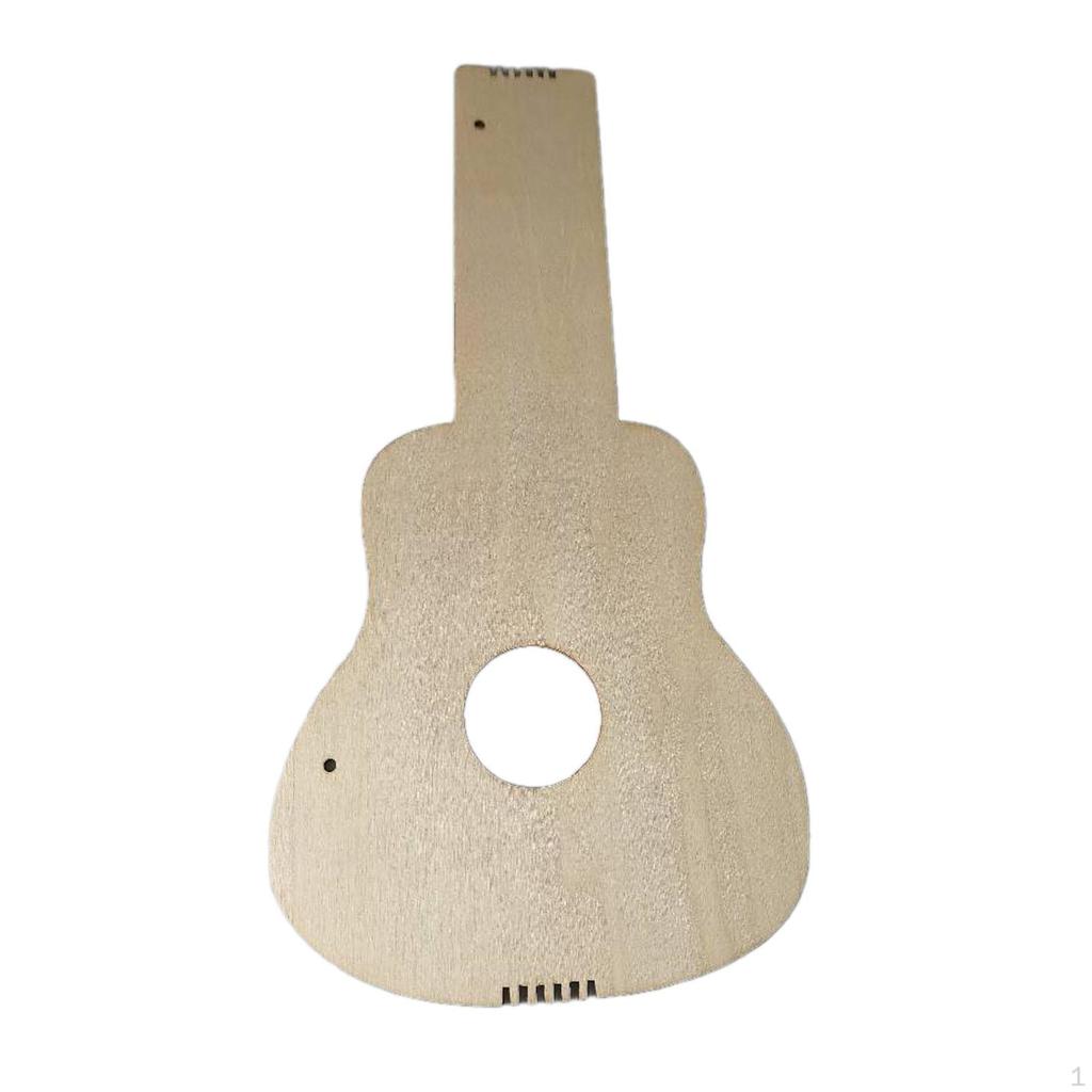 Cutout Wooden Guitar Unfinished Toy DIY Painting for Birthday Party