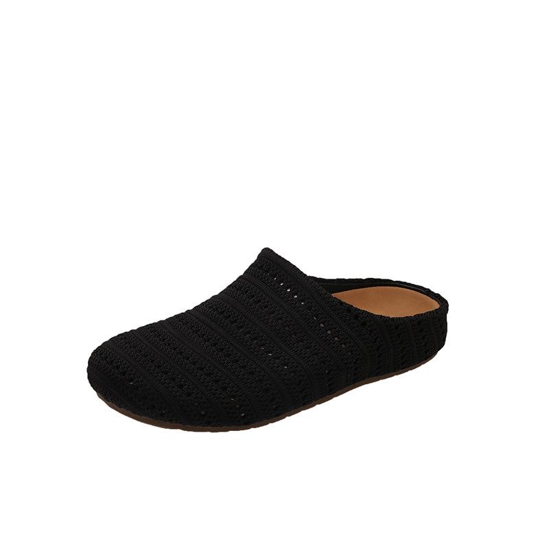 Ретро ниша плетеная сумка головные уборы полутапочки женская верхняя одежда летняя ленивая одна педаль удобная мягкая подошва квадратная голова muller обувь