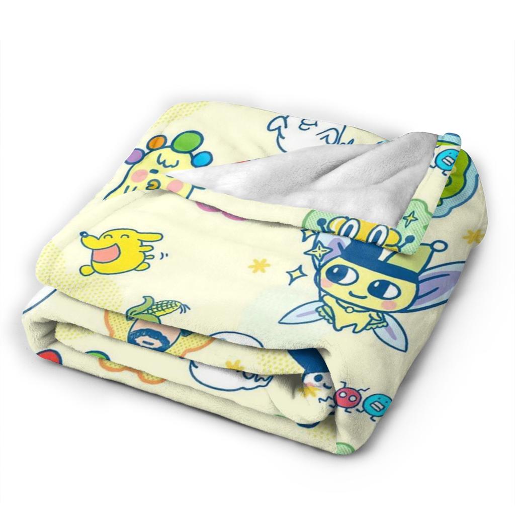 Tamagotchis Cartoon Blankets Kawaii Game Flannel Vintage Warm Throw Blankets for Home Autumn/Winter