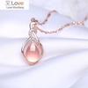 Розовый кварц 14k розовое золото ожерелье кулон женщины очарование роскошные юбилейные украшения для женщин рождественское ожерелье принцессы подарки