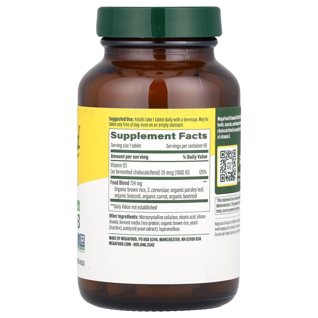 Vitamin D3, 25Mcg(1,000Iu), 60 tablets