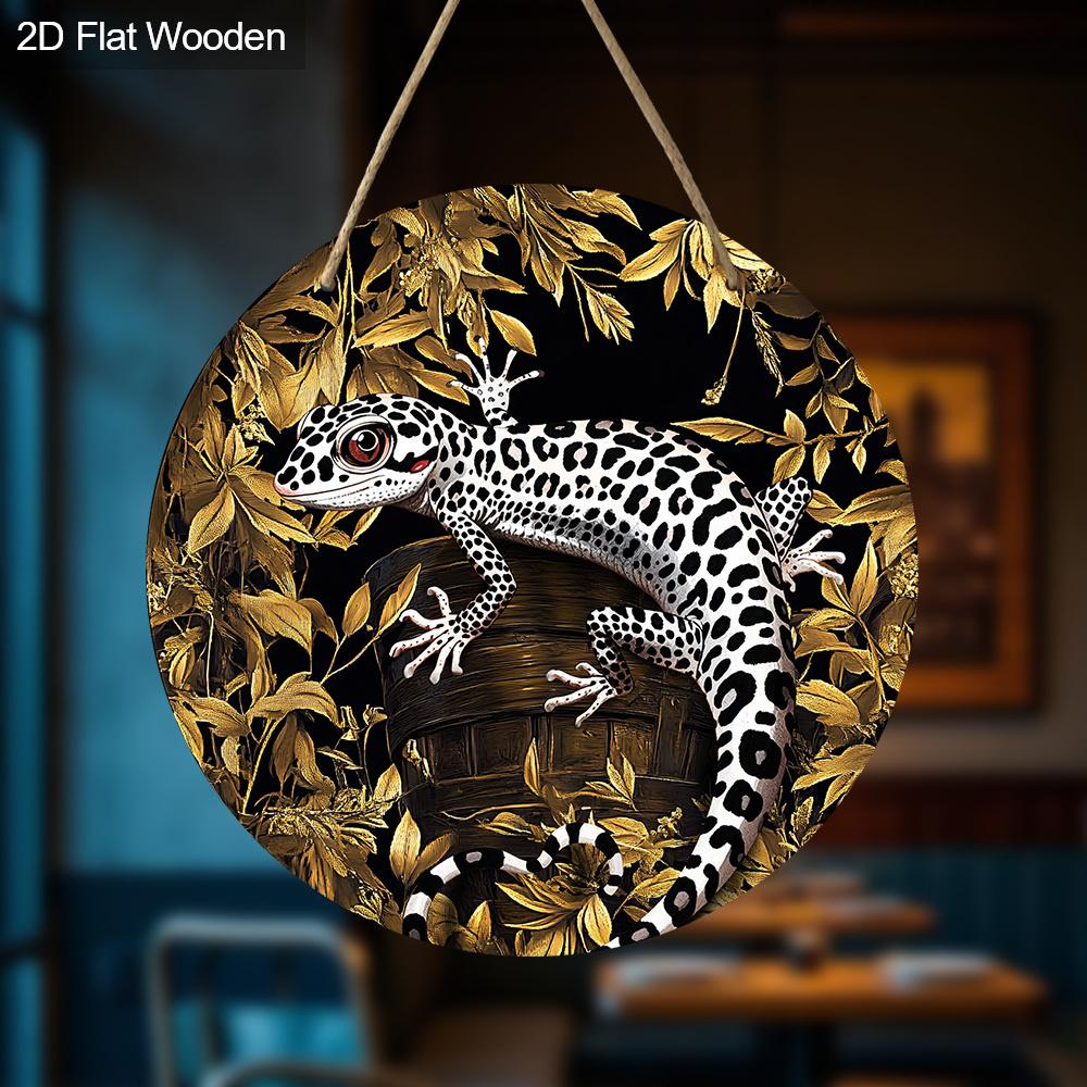 Vintage Gecko Design Wooden Sign for Garden Decor - Unique Decorative Plaque for Home, Tavern, Yard, Porch Decor