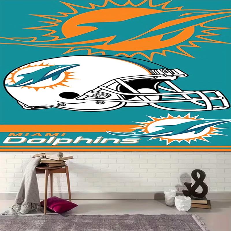 1pc Miami Dolphins logo Tapestry, Living Room, Bedroom, Office, Party Decor, Ideal Festive Gift