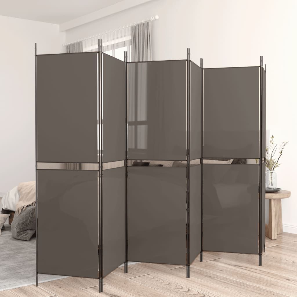 6 Piece Anthracite Room Divider 300 x 220 cm Fabric