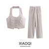 Fashion Style 2024 Spring/Summer New Arrival Women's Clothing Easiest for Match Cut Halterneck Vest High Waist Wide Leg Pants 3819602