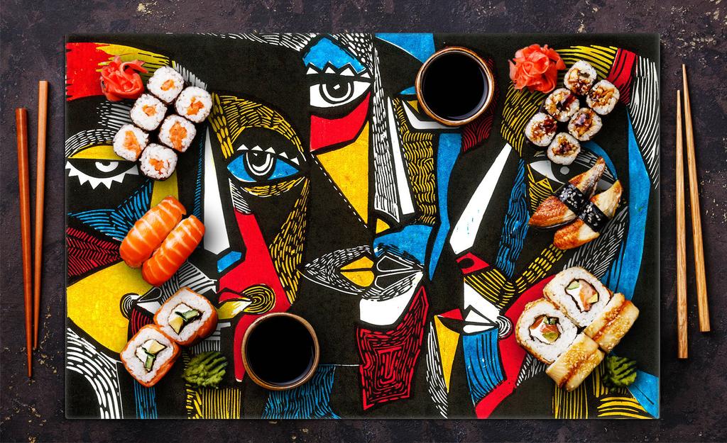 Szklana płyta ochronna na kuchenkę 80x52 Pop Art
