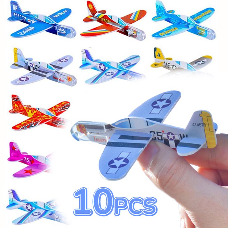 10-1Pcs Mini Diy Hand Throw Flying Glider Planes Kids Game Toys Foam Airplane Party Favors Gift Outdoor Launch Fighter Toy