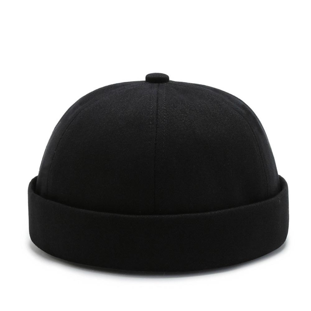 Dome Brimless Hat Unisex Solid Color Bucket Cap Retro Melon Docker Cap Outdoor