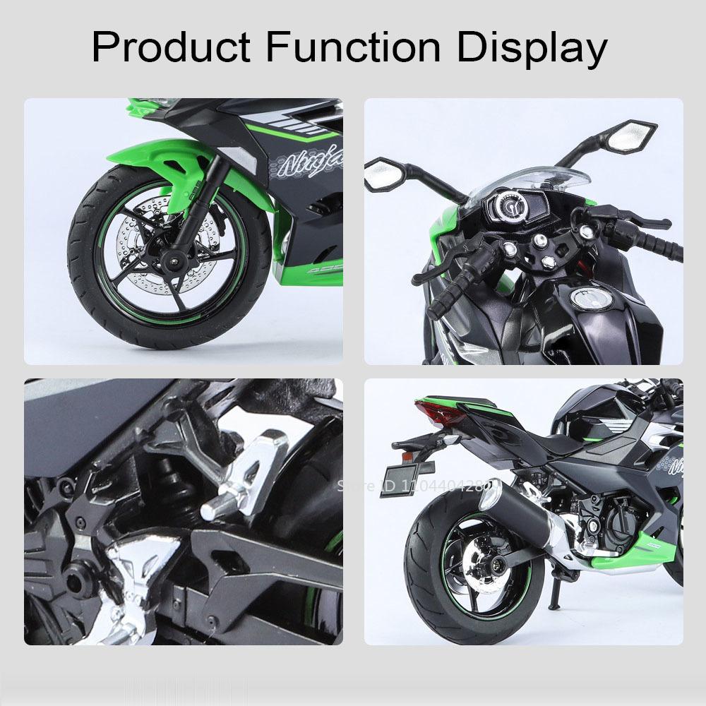 1:12 Kawasaki Ninja 400 Zx6r Сплав Мотоцикл Литая Модель Миниатюрные Игрушки Машина Управление Передним Колесом Со Светом Транспортные Средства Подарки для Мальчиков