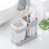 1 Set Organizer Holder Anti-slip Large Capacity PP Simple Water Draining Toothbrush Toothpaste Stand for Home