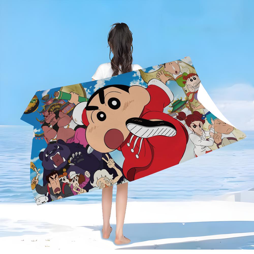 Bandai Crayon Shin-chan Microfiber Printed Beach Towel Mountain Climbing Yoga Beach Swimming Running Absorbent Soft Towel