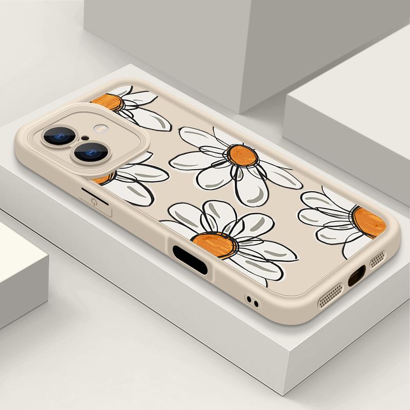 Ударопрочный чехол с цветочным узором для iPhone 16 Pro Max 15 14 Pro 13 12 11 XS XR 8 7 силиконовый матовый противоударный мягкий бампер из ТПУ