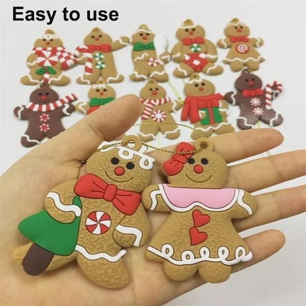 12Pcs/Set Christmas Gingerbread Man Ornaments for Home New Year Gift Christmas Tree Hanging Decorations Pendants