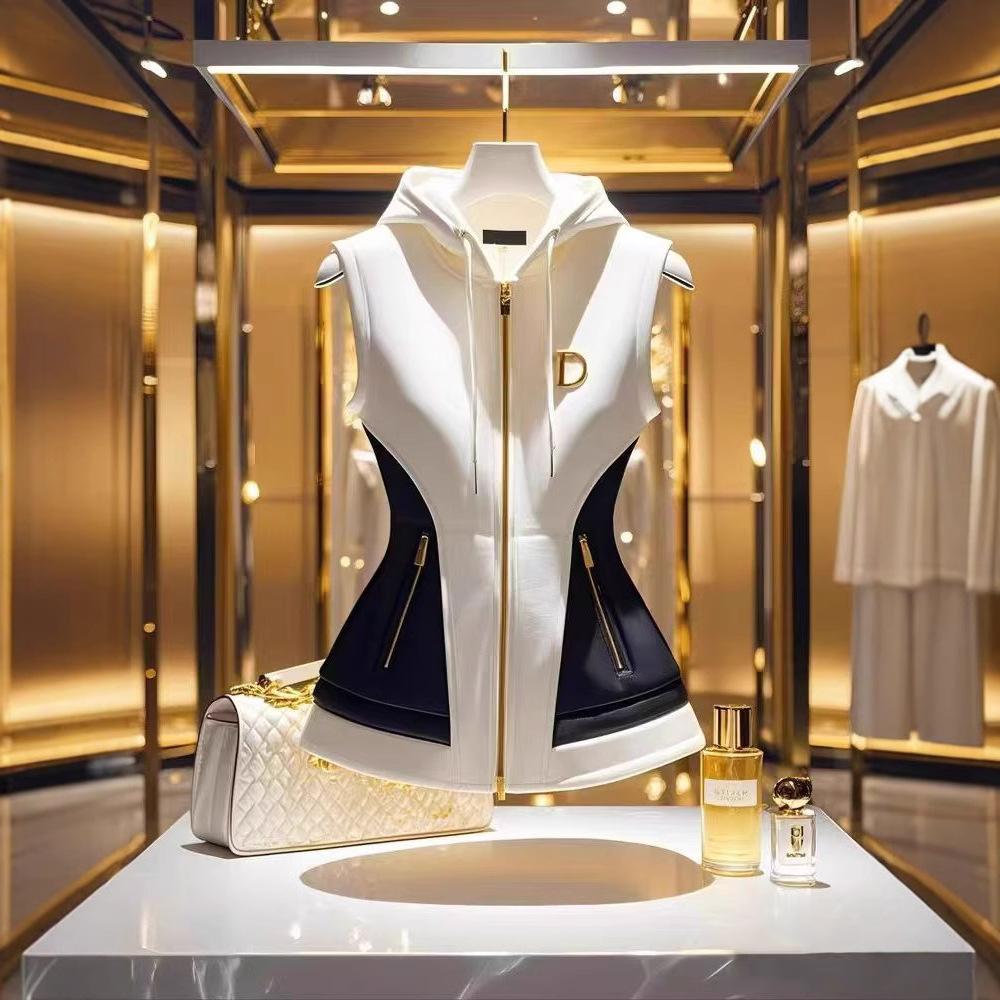 Белый кардиган без рукавов с капюшоном на молнии, жилет для женщин, повседневный офисный женский жилет, темпераментный жилет, топ с тонкими майками