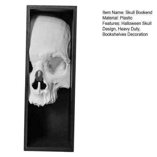 Halloween Skull Bookend Bookshelves Decoration Spooky Gothic Skull Figurine Home Office Desktop