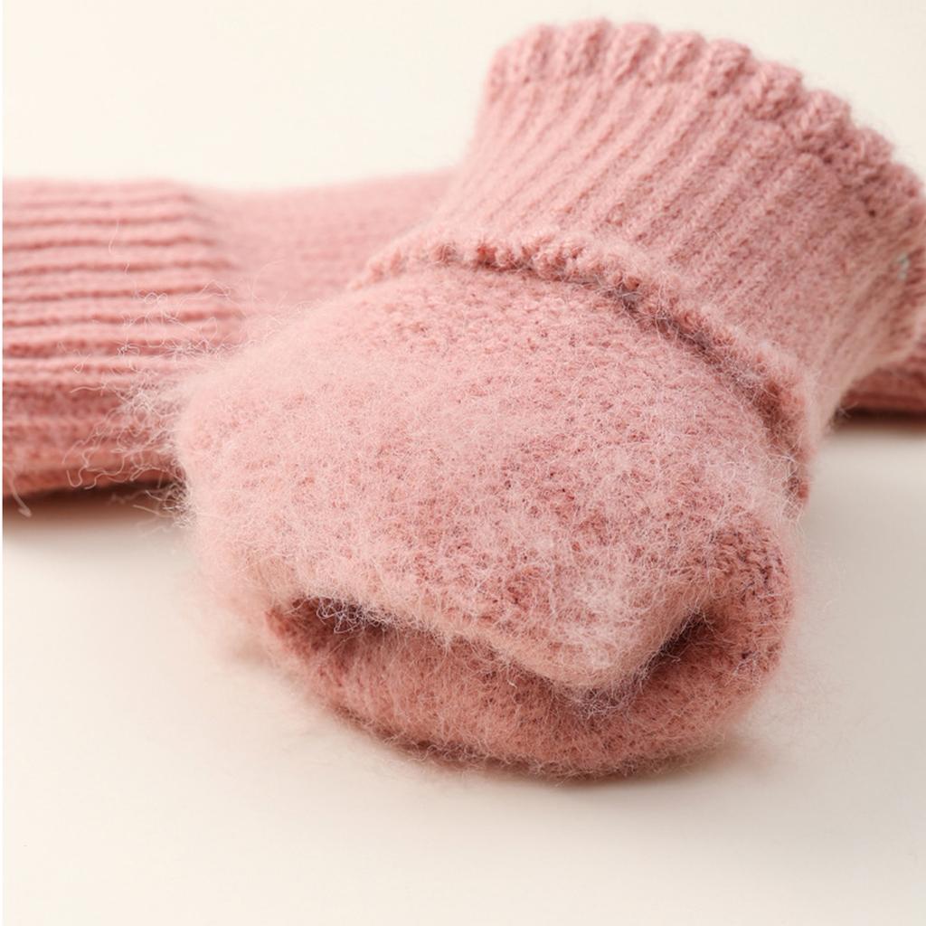 Перчатки без пальцев с сенсорным экраном, с утолщенной флисовой подкладкой, мягкие теплые вязаные короткие перчатки для студентов, для повседневного использования зимой