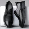 Fashion Hollow Lace-Up Platform Men's Leather Shoes Fashion 2025 in Promotion Retro Social Common Elegant Trend Pu New Male Casual Shoe