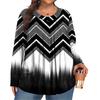 Women's Plus Size Fashion  Printed Casual Pleated Round Neck Long Sleeve Top