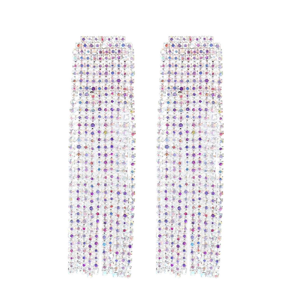 Темпераментные Роскошные Супер Блестящие Стразы Длинные Серьги с Бахромой