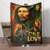 Multiple sizes Rock music and peace  Pri'nt Blanket Flannel Material Soft Warm for All Seasons Home Outdoor Camping Picnics RV