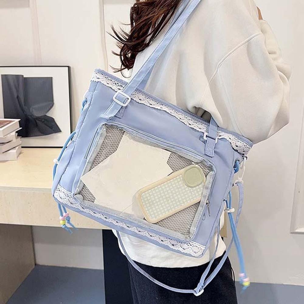 PU Leather Shoulder Ita Bag PVC Y2K Anime Display Bag Storage Bag Goth Transparent Handbag Women
