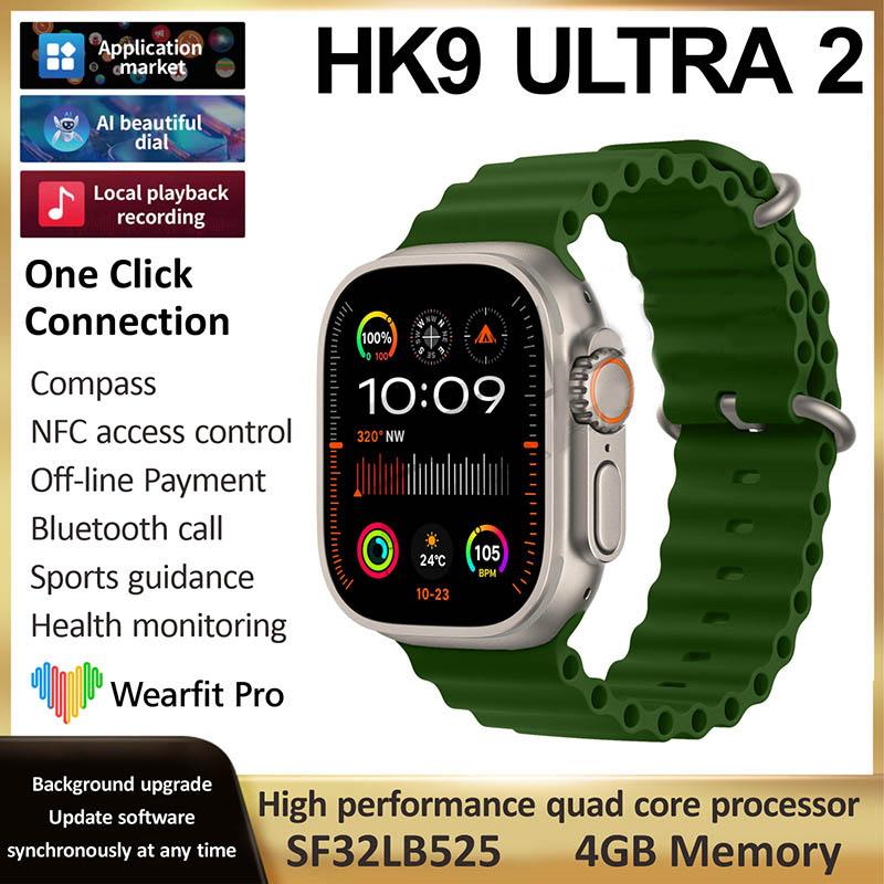 HK9 Ultra 2 Смарт-часы AMOLED 4 ГБ Часы Ultra2 ChatGPT NFC Смарт-часы для мужчин Ai Watch Face Компас Водонепроницаемые