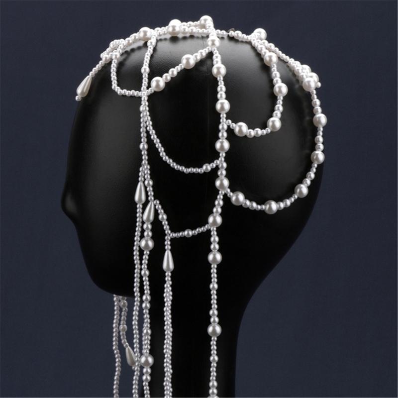 Pearls Tassels Hairpiece Elegant Weddings Headdress Original Handmade Headwear for Weddings and Parties