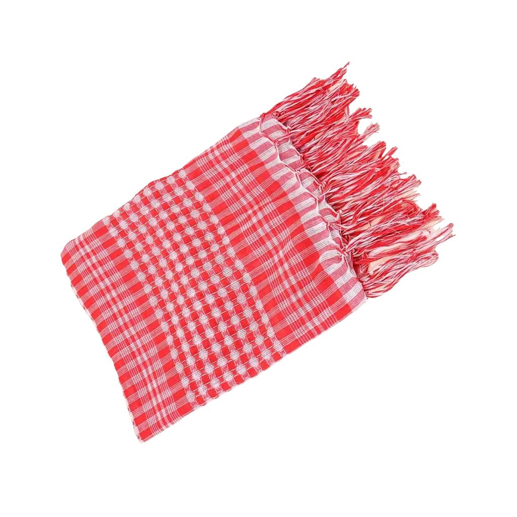 Soft Polyester Checkered Shemagh Scarf With Fringe Trim For Kids Various Outfit Arabic Shoulder Wrap For Boy Daily Wear