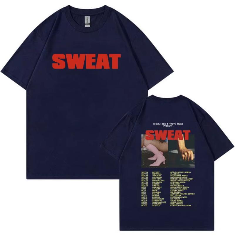 Charli XCX SWEAT Тур 2024 Brat Футболка Унисекс Женская Винтажная Харадзюку Модная Футболка Хип-Хоп Оверсайз Хлопковая Футболка Уличная Одежда