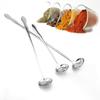 Stainless Steel Long Handle Stir Spoon Ice Cream Dessert Scoop Cocktail Coffee Tea Mixing Flatware