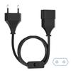 2Pcs Europea Male Plug To Female Socket Power Extension Cable with Switch, 2Prong Euro Plug 2m Extension Cord for PC Computer