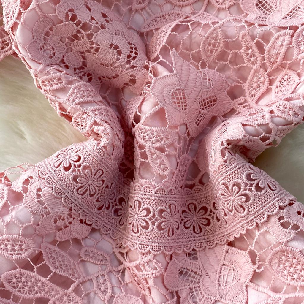 Summer Women Elegant Square Collar Embroidery Flower Lace Mesh Patchwork Long Maxi Slim Bodycon Party Dresses