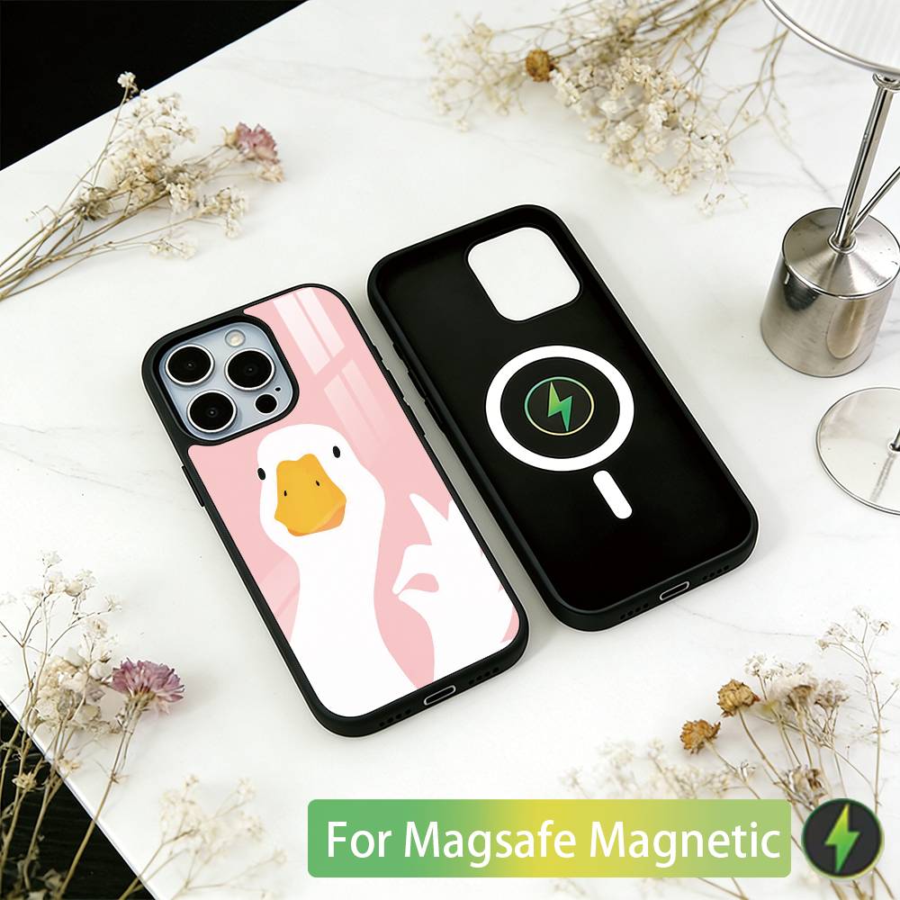Чехол для телефона с уткой для iPhone 17, 16, 15, 14, 13, 12, 11 Plus, Pro, магнитный с Magsafe, беспроводная зарядка