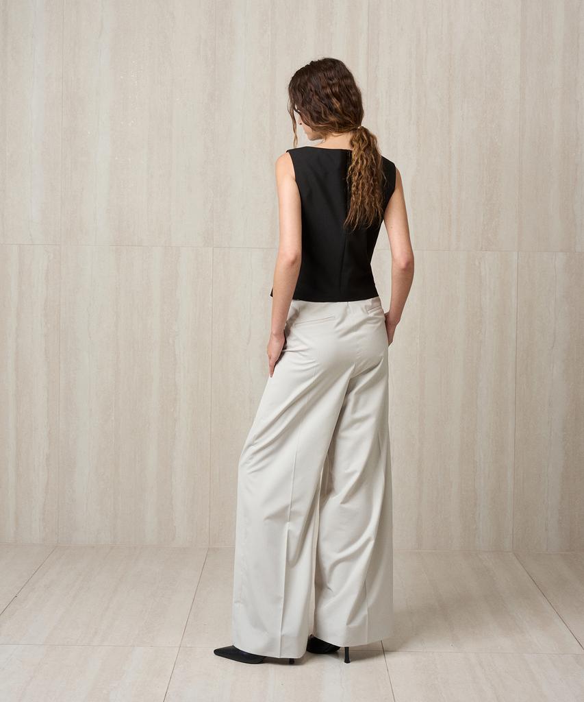 RE RHEE Pleated Wide Trousers Ecru