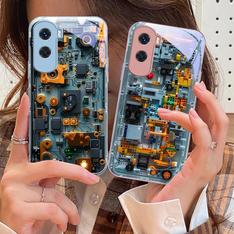Механическое устройство Черный Для Honor 200 90 8X 9X Pro Lite P50 P40 Nova 10 11i P60 Magic4 6 Mate 20 50 Чехол для телефона из закаленного стекла