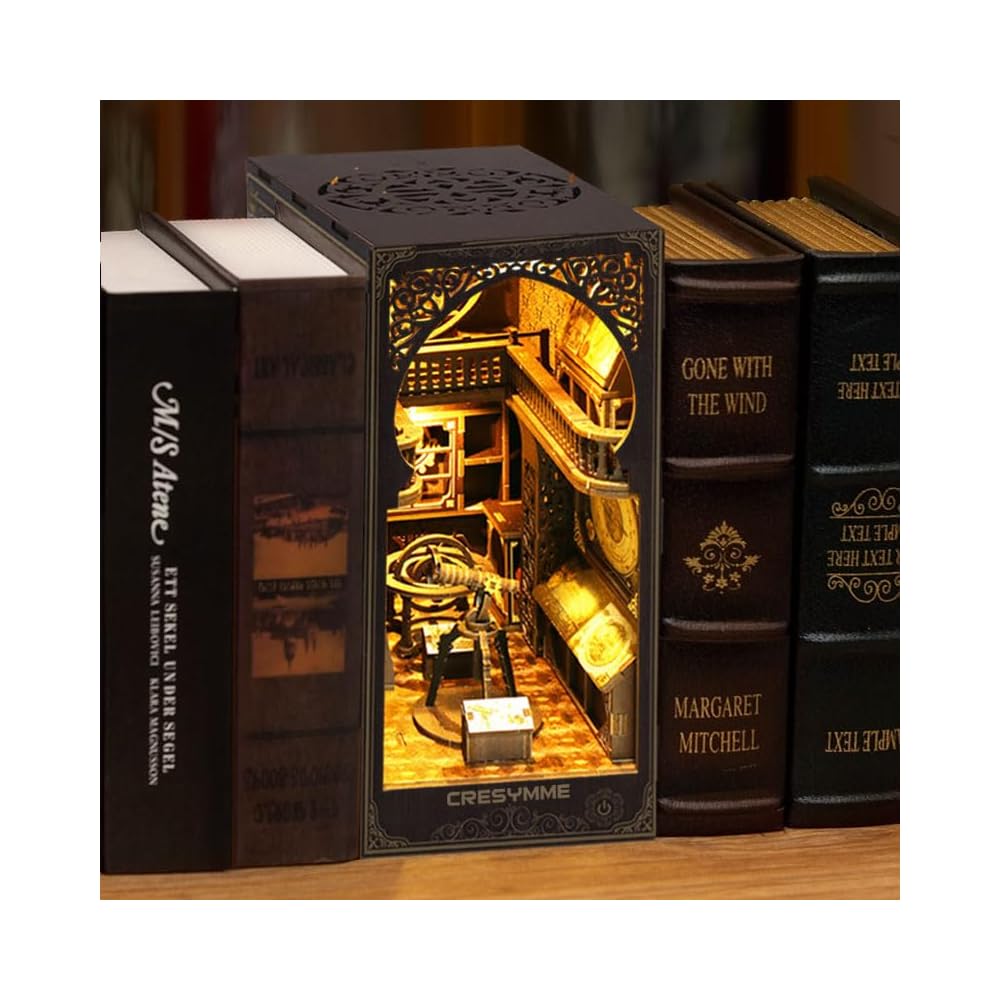CRESYMME Миниатюрный книжный уголок для кукольного домика, деревянный DIY 3D-модель, Музей астрономии