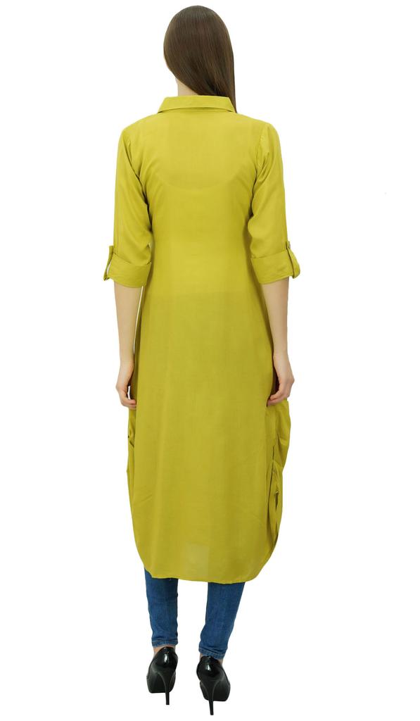 Phagun Индийская хлопковая смесь Курти Курта Повседневная одежда Воротник Туника Для