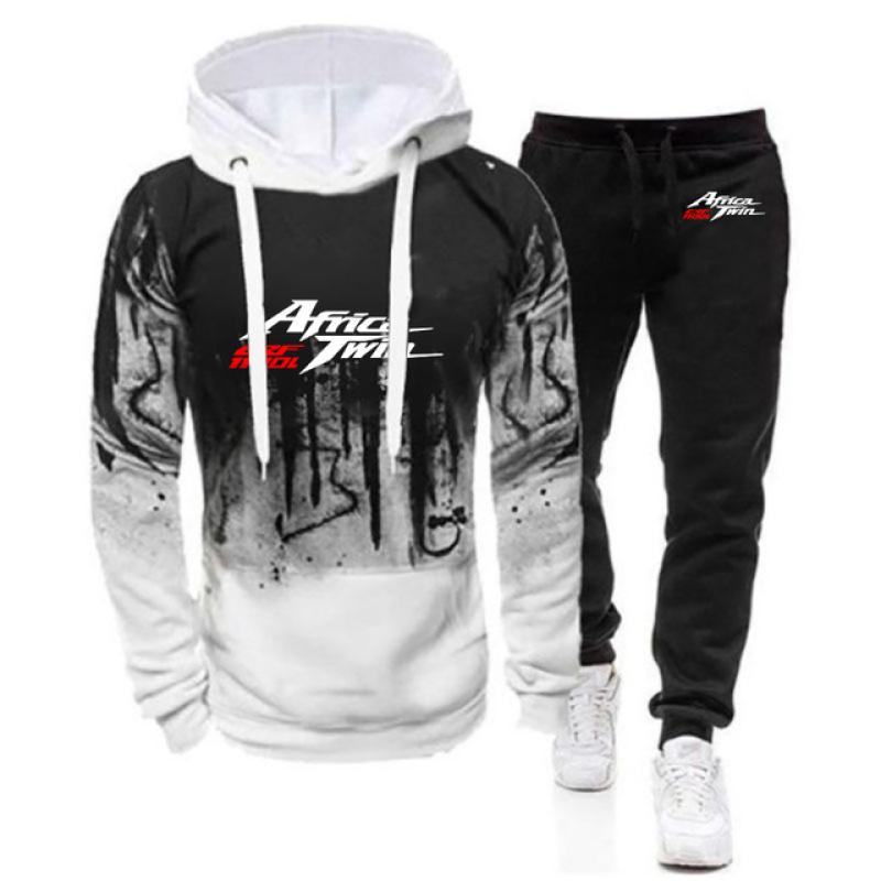 Africa Twin Crf 1000 L Crf1000 New Gradient Suits Men's Spring Autumn Print Sportwear Hooded Hoodie+Sweatpants 2 Pieces Sets