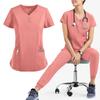 Медицинская униформа унисекс для набор с v-образным вырезом для медсестры, женская рабочая одежда для больниц и врачей, рабочая одежда для стоматологической хирургии, униформа с коротким рукавом