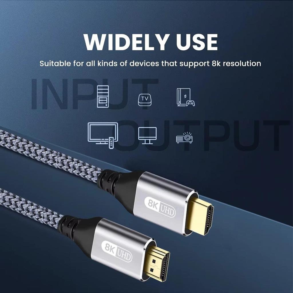 Кабель SUNROZ 1м HDMI - HDMI (v2.1, 48Gbps, 8K/4K, 60Hz) Aluminum Neylon cord (A48745)