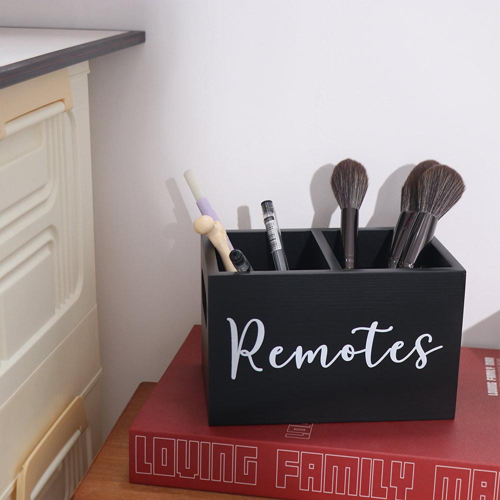 Creative Remote Control Storage Box 2 Compartments Wooden Partition Storage Box  Classroom Supplies