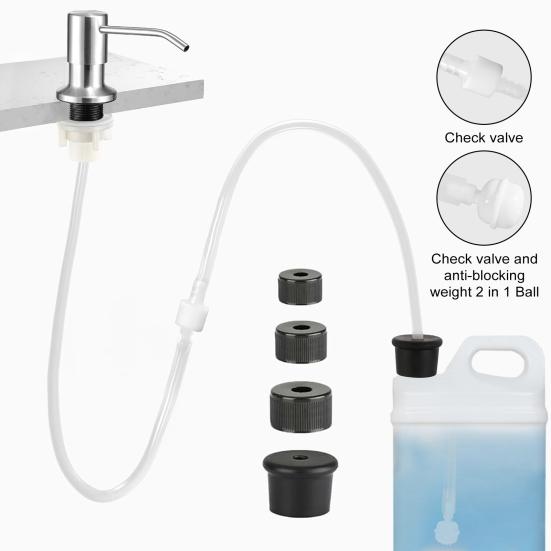 Набор с удлинительной трубкой для дозатора мыла кухонной раковины с шлангом 47 дюймов, обратным клапаном, для дезинфицирующего средства для рук, жидкого мыла, лосьона