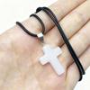 Y2K Red Glass Cross Pendant Rope Chain Necklace For Women Men  Aesthetic Jewelry Accessories