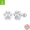 Cute Pet Print Stud Earrings Female, Cute Pink Pet Paw Print S925 Sterling Silver Earrings.