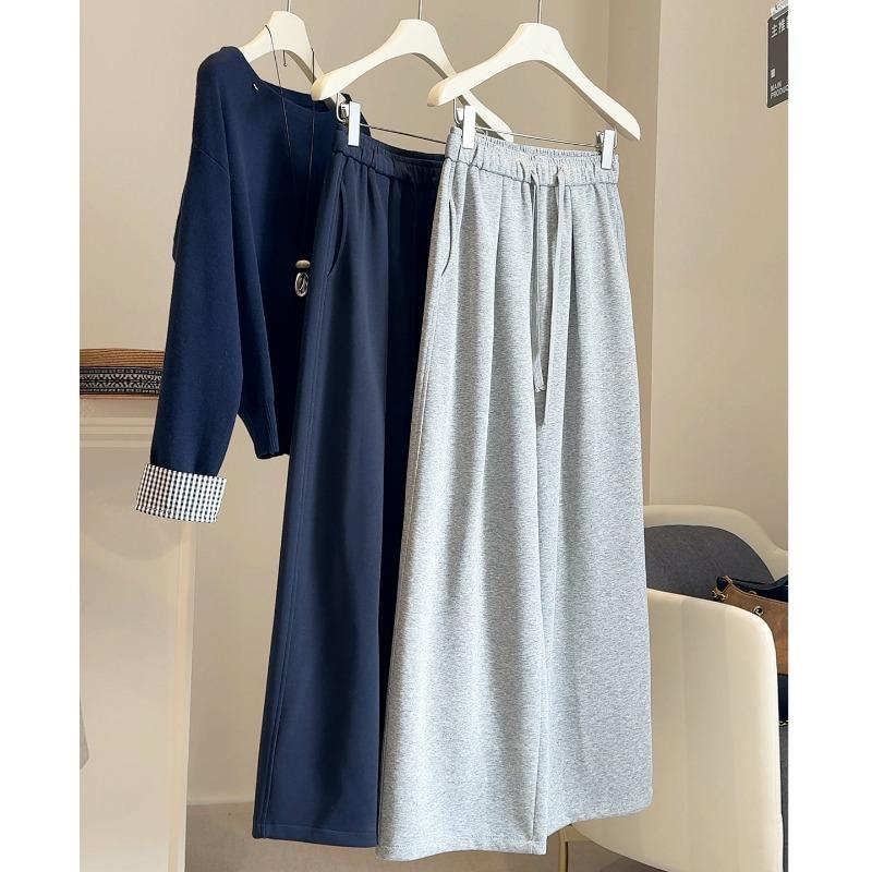Solid Color Lazy and Relaxed Casual Pants Children's Autumn Drape Loose Wide-leg Pants Versatile Floor-mopping Sweatpants