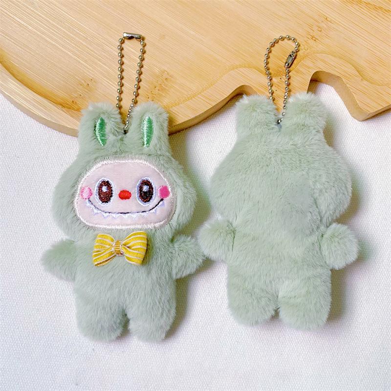 Cartoon Labubu Plush Toys Doll Keychain Kawaii Anime Pendant Keyring Cute Children Girls Birthday Gifts Backpack Hang