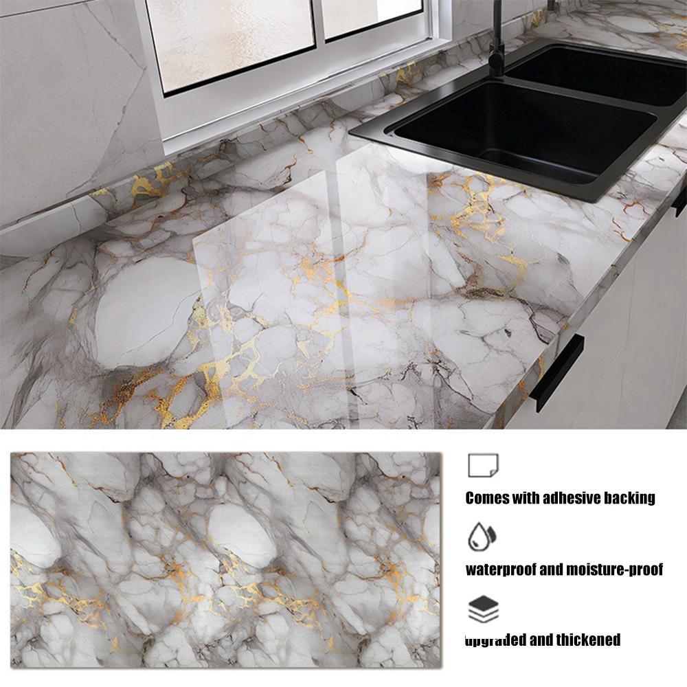 Marble Oil Resistant 40cm Kitchen Sticker Self-adhesive Waterproof Cabinet Stove Top Wallpaper Desktop Bathroom Decoration
