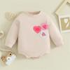 Толстовки для маленьких девочек, комбинезоны, одежда на День Святого Валентина, 3 мес, 6 мес, 12 мес, 18 мес, боди с круглым вырезом и длинными рукавами для маленьких девочек